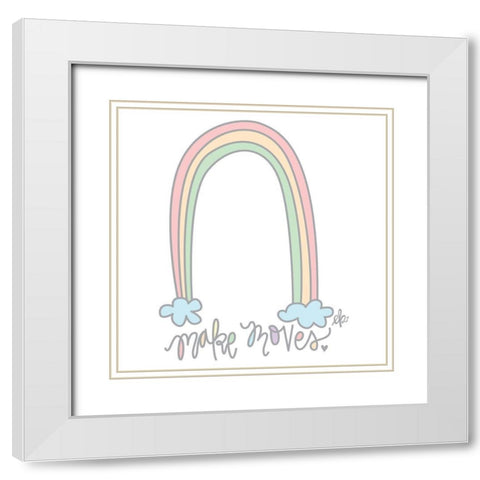 Make Moves    White Modern Wood Framed Art Print with Double Matting by Barrett, Erin