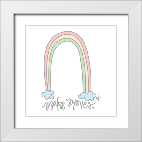 Make Moves    White Modern Wood Framed Art Print with Double Matting by Barrett, Erin