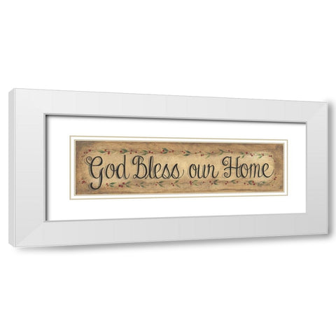 God Bless Our Home White Modern Wood Framed Art Print with Double Matting by Eads, Gail