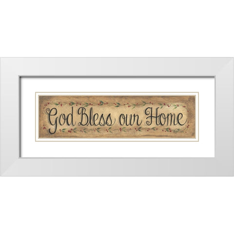 God Bless Our Home White Modern Wood Framed Art Print with Double Matting by Eads, Gail