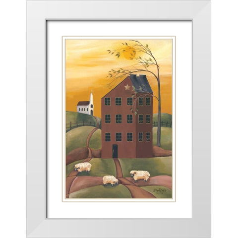 Sheep Farm White Modern Wood Framed Art Print with Double Matting by Eads, Gail