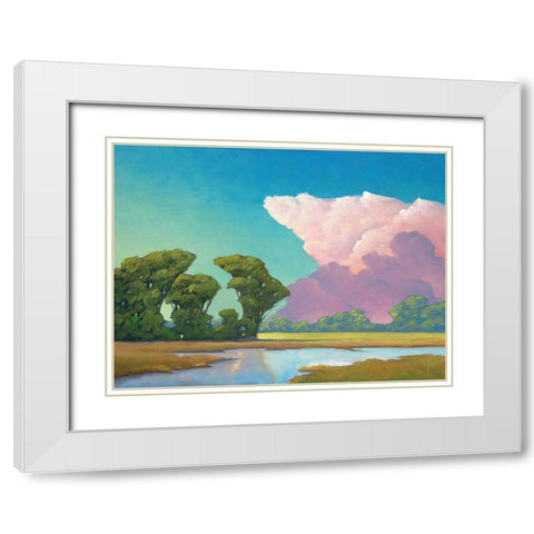 Seasons of Green and Gold White Modern Wood Framed Art Print with Double Matting by Hawkins, William