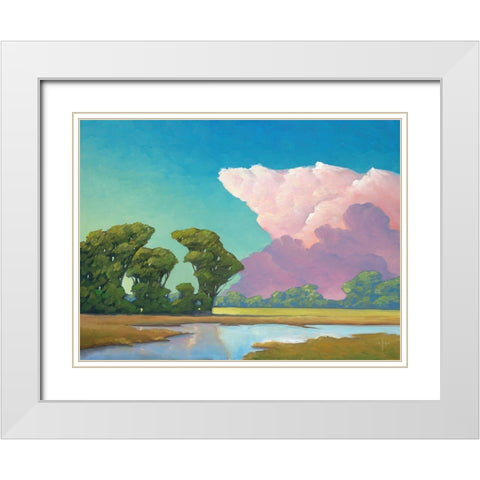 Seasons of Green and Gold White Modern Wood Framed Art Print with Double Matting by Hawkins, William