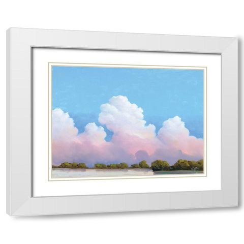River and Sky Meet The Clouds White Modern Wood Framed Art Print with Double Matting by Hawkins, William