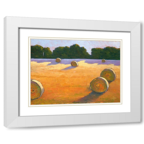 While The Hay Shines White Modern Wood Framed Art Print with Double Matting by Hawkins, William