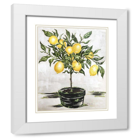 Lemon Tree White Modern Wood Framed Art Print with Double Matting by Hollihocks Art