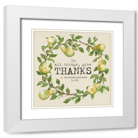 Give Thanks White Modern Wood Framed Art Print with Double Matting by Hollihocks Art