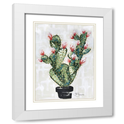 Cactus White Modern Wood Framed Art Print with Double Matting by Hollihocks Art