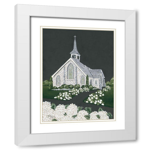 White Church White Modern Wood Framed Art Print with Double Matting by Hollihocks Art