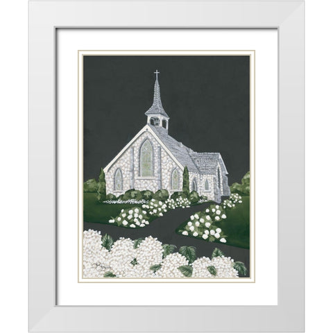 White Church White Modern Wood Framed Art Print with Double Matting by Hollihocks Art