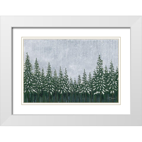 Snowy Forest White Modern Wood Framed Art Print with Double Matting by Holllihocks Art