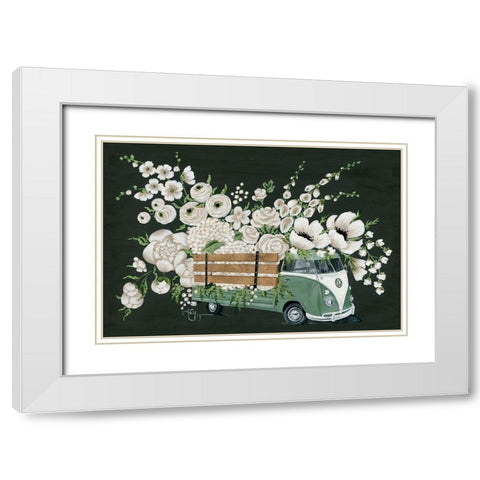 VW Bus Black White Modern Wood Framed Art Print with Double Matting by Holllihocks Art