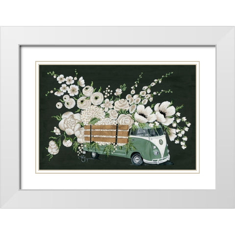 VW Bus Black White Modern Wood Framed Art Print with Double Matting by Holllihocks Art