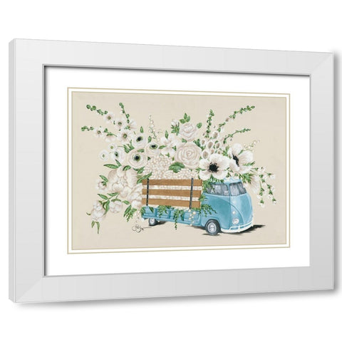 VW Bus White   White Modern Wood Framed Art Print with Double Matting by Hollihocks Art