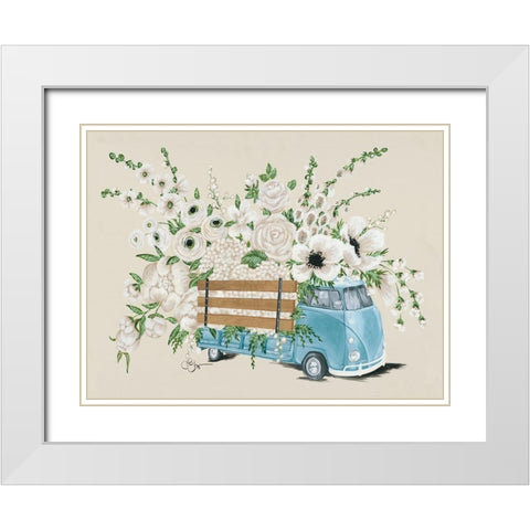 VW Bus White   White Modern Wood Framed Art Print with Double Matting by Hollihocks Art
