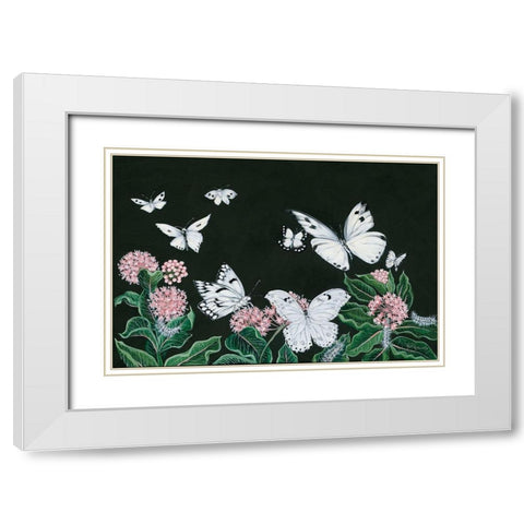 Butterflies White Modern Wood Framed Art Print with Double Matting by Holllihocks Art