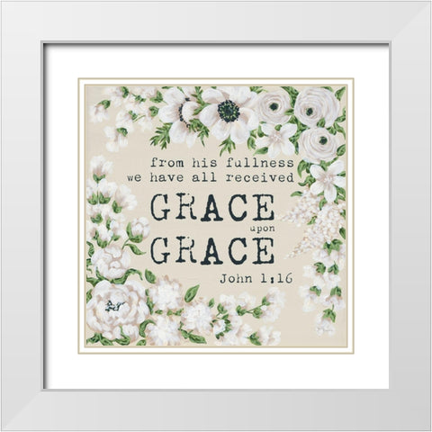 Grace Upon Grace White Modern Wood Framed Art Print with Double Matting by Hollihocks Art