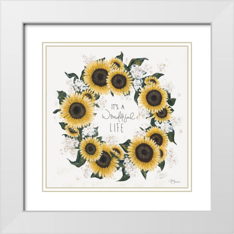 Its A Wonderful Life Wreath White Modern Wood Framed Art Print with Double Matting by Hollihocks Art