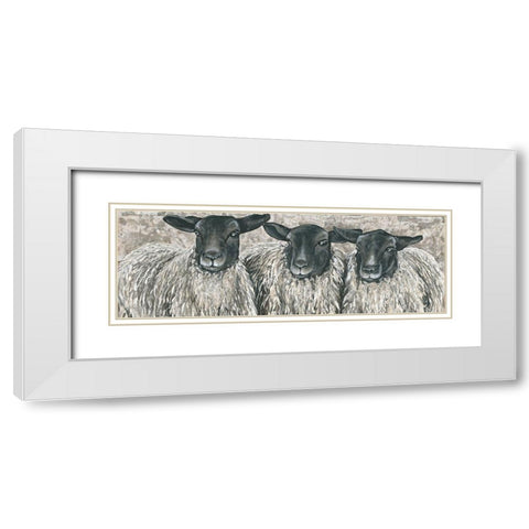 Three Sheep   White Modern Wood Framed Art Print with Double Matting by Hollihocks Art
