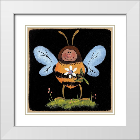 Buzzy White Modern Wood Framed Art Print with Double Matting by Hilliker, Lisa