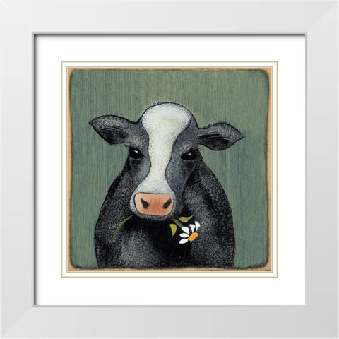 Miss Daisy White Modern Wood Framed Art Print with Double Matting by Hilliker, Lisa