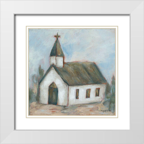 Chapel on the Hill White Modern Wood Framed Art Print with Double Matting by Holden, Jennifer
