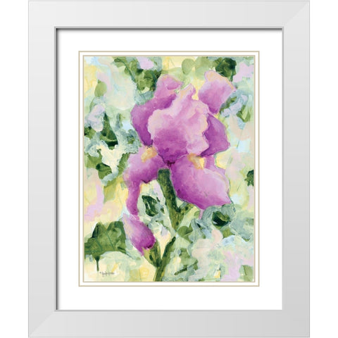 Purple Iris White Modern Wood Framed Art Print with Double Matting by Holden, Jennifer