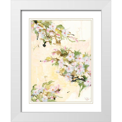 Cherry Blossoms White Modern Wood Framed Art Print with Double Matting by Holden, Jennifer