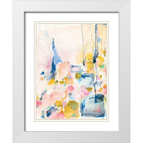 Spring Abstract White Modern Wood Framed Art Print with Double Matting by Jennifer Holden