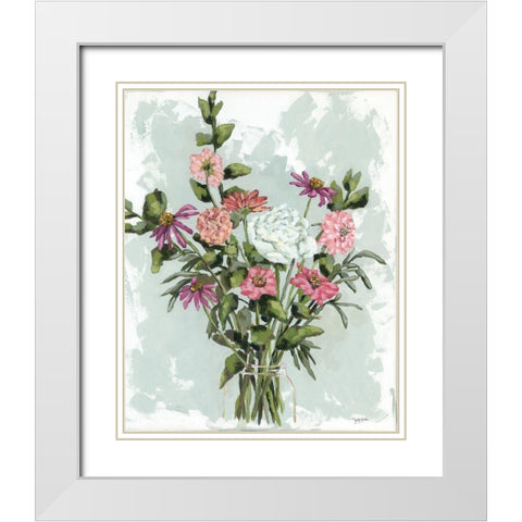 Flower Garden Bouquet White Modern Wood Framed Art Print with Double Matting by Holden, Jennifer