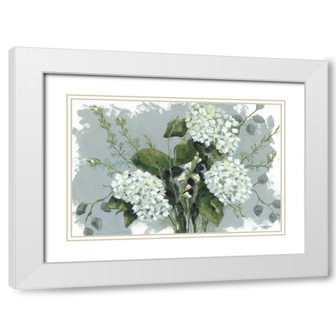Hydrangeas in White White Modern Wood Framed Art Print with Double Matting by Holden, Jennifer