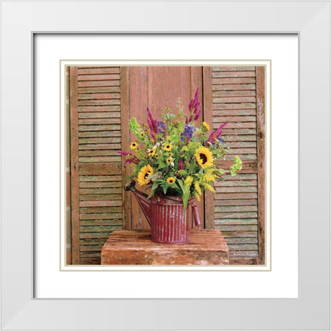Gardeners Bouquet White Modern Wood Framed Art Print with Double Matting by Hoover, Irvin