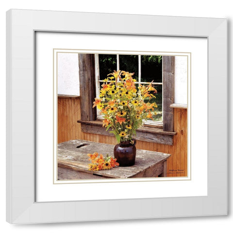 Wildflower Window White Modern Wood Framed Art Print with Double Matting by Hoover, Irvin