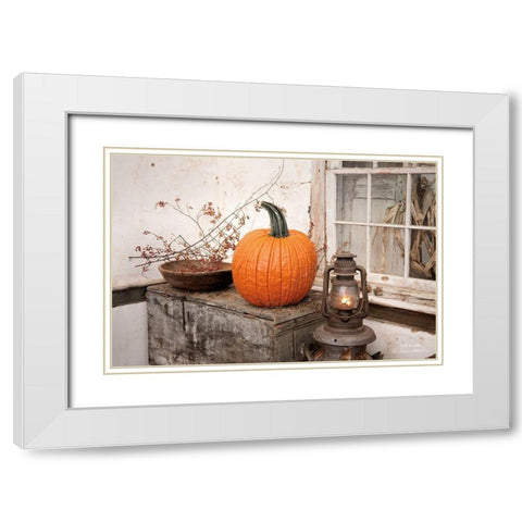 Fall Lantern White Modern Wood Framed Art Print with Double Matting by Hoover, Irvin