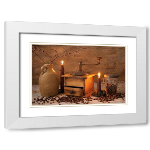 Early Morning Coffee White Modern Wood Framed Art Print with Double Matting by Hoover, Irvin