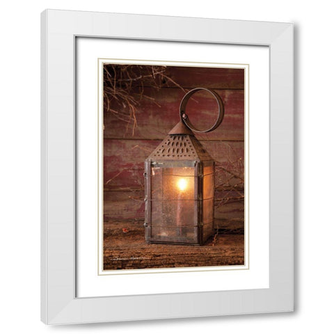 Innkeepers Lantern White Modern Wood Framed Art Print with Double Matting by Hoover, Irvin
