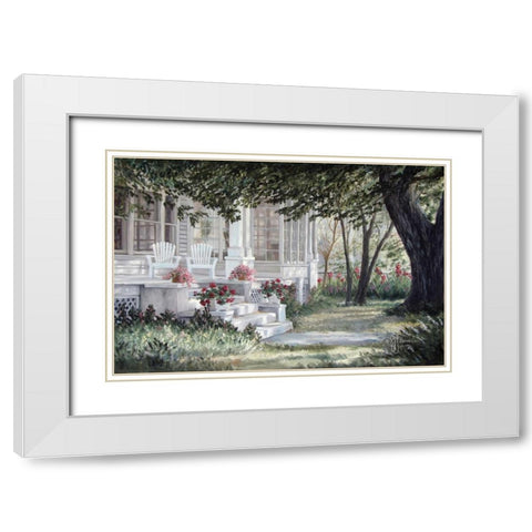 Country Porch White Modern Wood Framed Art Print with Double Matting by Janisse, Georgia