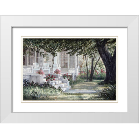 Country Porch White Modern Wood Framed Art Print with Double Matting by Janisse, Georgia