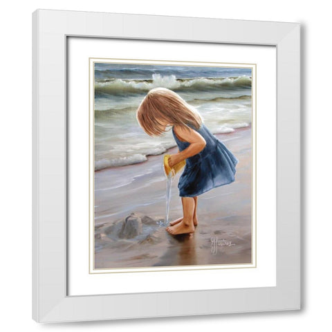 Playing at the Beach White Modern Wood Framed Art Print with Double Matting by Janisse, Georgia