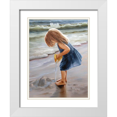 Playing at the Beach White Modern Wood Framed Art Print with Double Matting by Janisse, Georgia