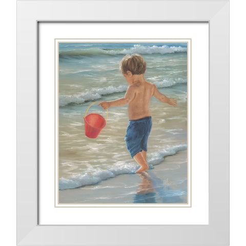 Water Play II White Modern Wood Framed Art Print with Double Matting by Janisse, Georgia
