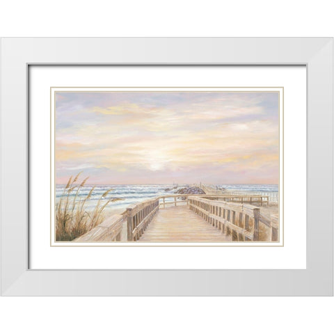 Ponce Inlet Jetty Sunrise White Modern Wood Framed Art Print with Double Matting by Janisse, Georgia