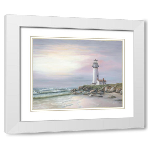 Lighthouse at Sunset White Modern Wood Framed Art Print with Double Matting by Janisse, Georgia