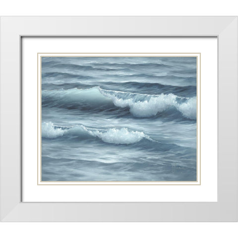 Waves White Modern Wood Framed Art Print with Double Matting by Janisse, Georgia