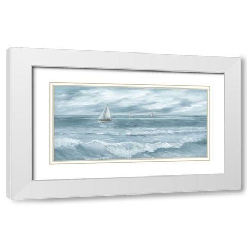 Three Sailboats White Modern Wood Framed Art Print with Double Matting by Janisse, Georgia
