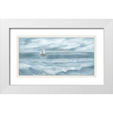 Three Sailboats White Modern Wood Framed Art Print with Double Matting by Janisse, Georgia