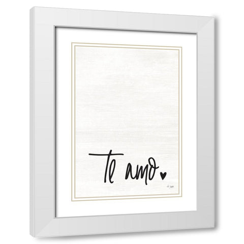 Te Amo White Modern Wood Framed Art Print with Double Matting by Jaxn Blvd.