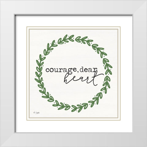 Courage, Dear Heart White Modern Wood Framed Art Print with Double Matting by Jaxn Blvd.