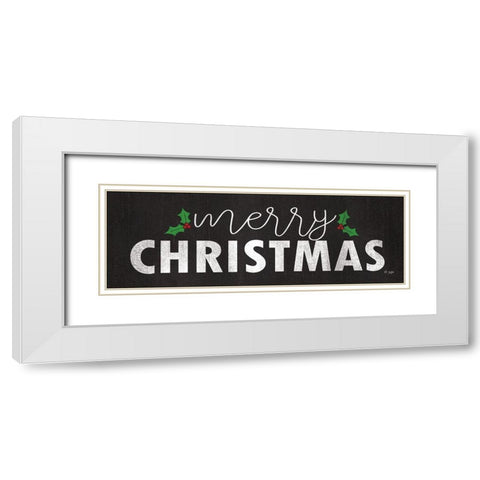 Merry Christmas White Modern Wood Framed Art Print with Double Matting by Jaxn Blvd.
