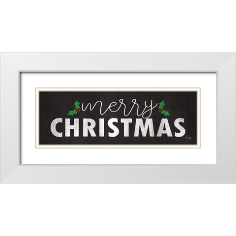 Merry Christmas White Modern Wood Framed Art Print with Double Matting by Jaxn Blvd.